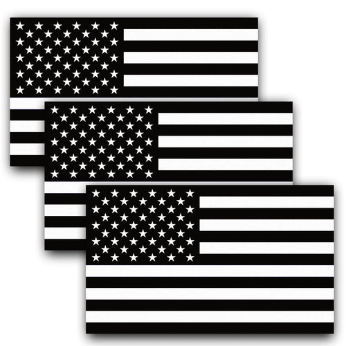 American Flag Black and White Decal (Pack of 3)