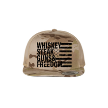 Load image into Gallery viewer, Whiskey Steak Guns &amp; Freedom Trucker Hat