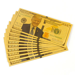 Donald Trump Gold 1000 Dollar Bill-10 Pack