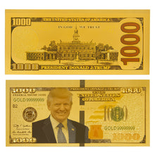 Load image into Gallery viewer, Donald Trump Gold 1000 Dollar Bill-10 Pack