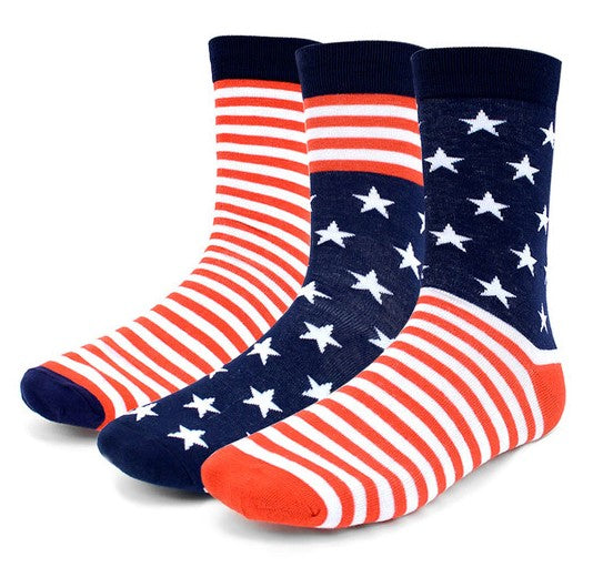3 Pack USA American Flag Socks (Women's)
