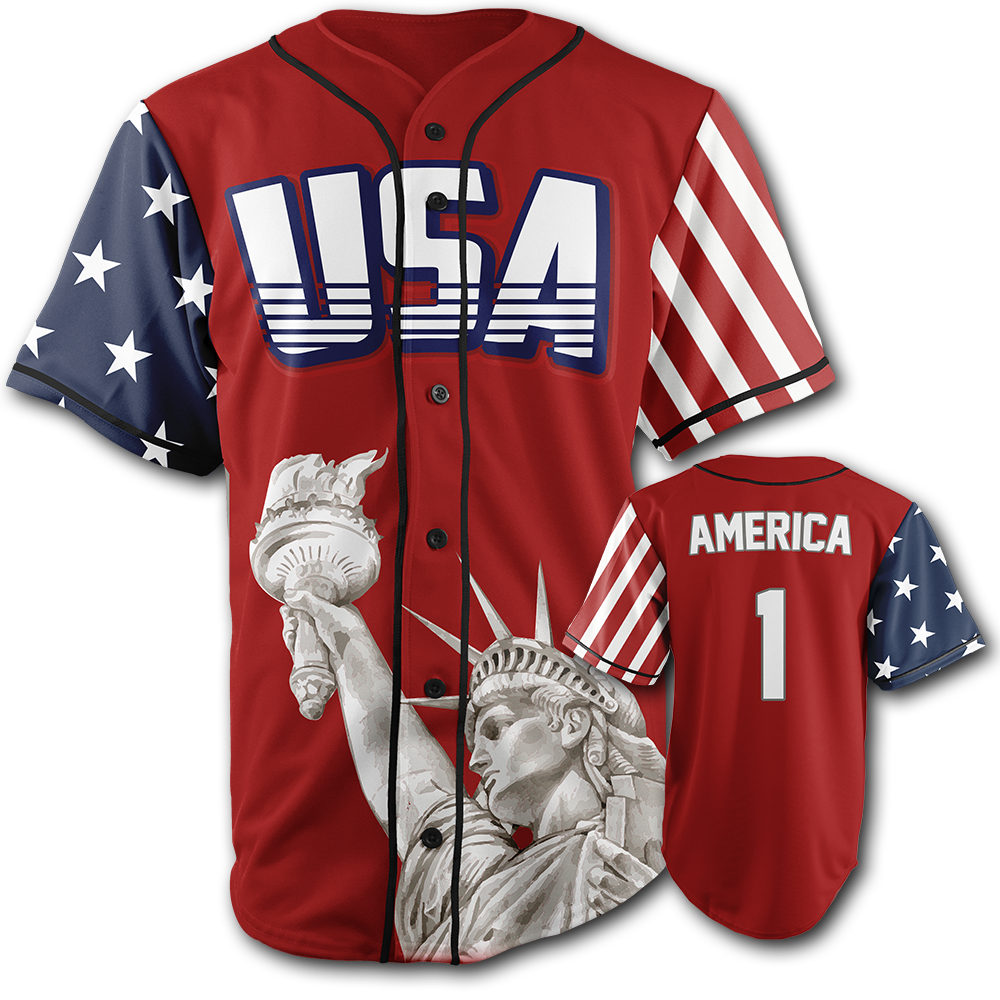 America #1 Baseball Jersey Red (Clearance)