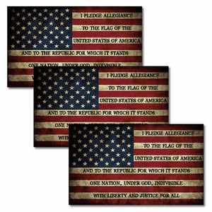 Worn American Flag Pledge of Allegiance Decal (Pack of 3)
